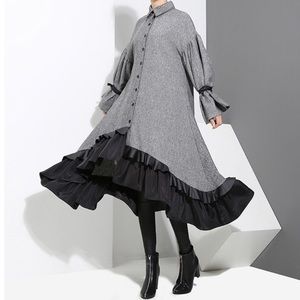 Stella Marina Autumn Winter Gray Shirt Dress